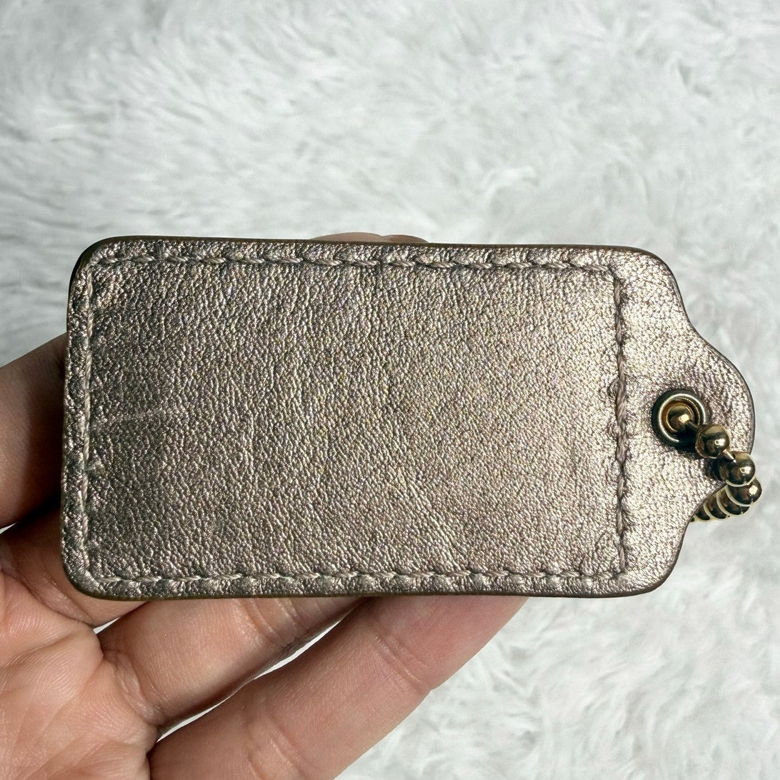2.5" COACH Metallic Bronze Fob Bag Charm Hang tag Hangtag