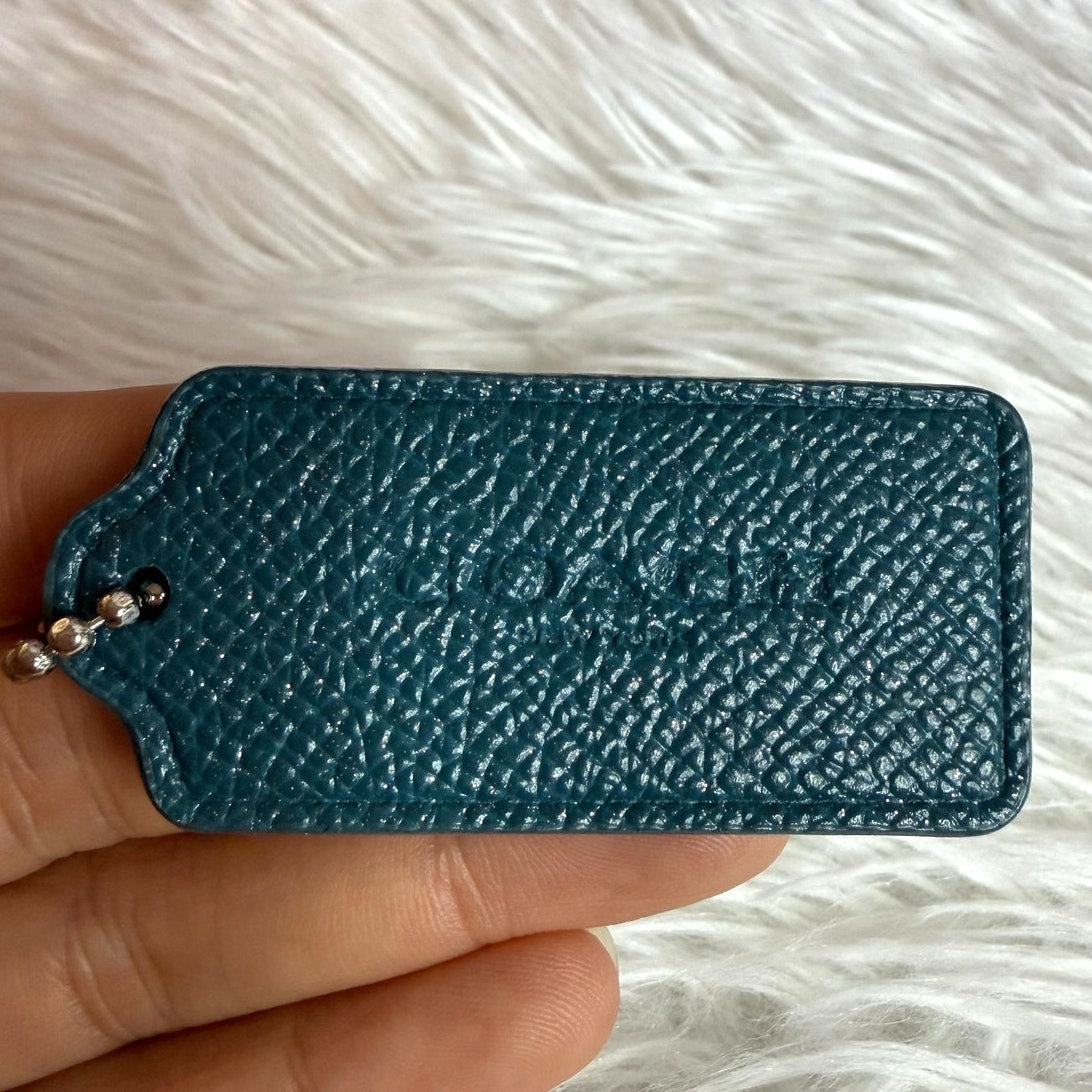 2" COACH Blue-Green Glitter Fob Bag Charm Hang tag Hangtag
