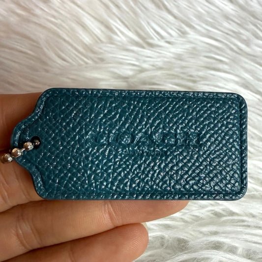 2" COACH Blue-Green Glitter Fob Bag Charm Hang tag Hangtag