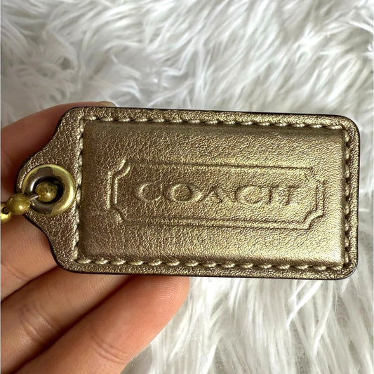 COACH Metallic Gold Fob Bag Charm Hang tag Hangtag