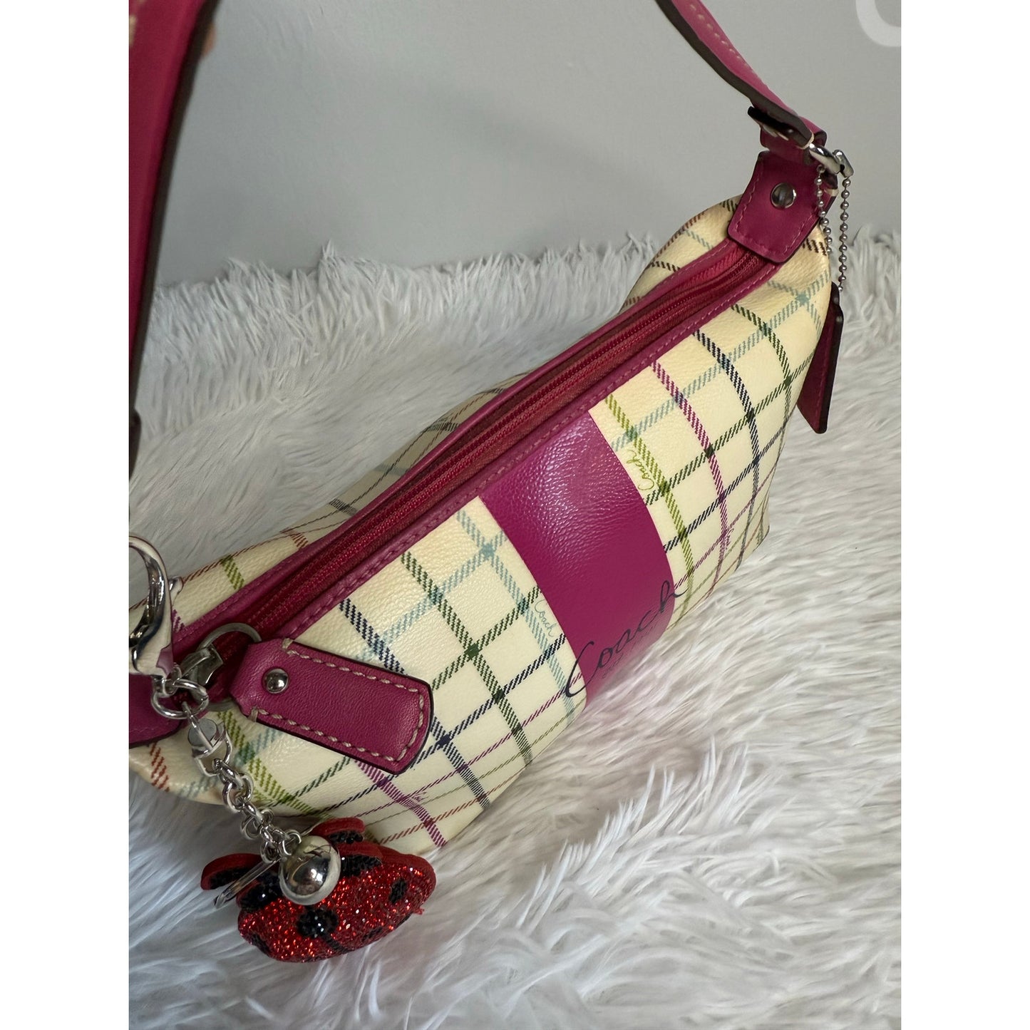 y2k COACH Heritage Plaid Mini Purse Shoulder Bag Wristlet