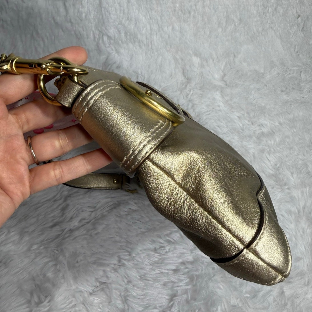 y2k Coach Soho Gold Metallic Leather Chain Strap Shoulder Bag