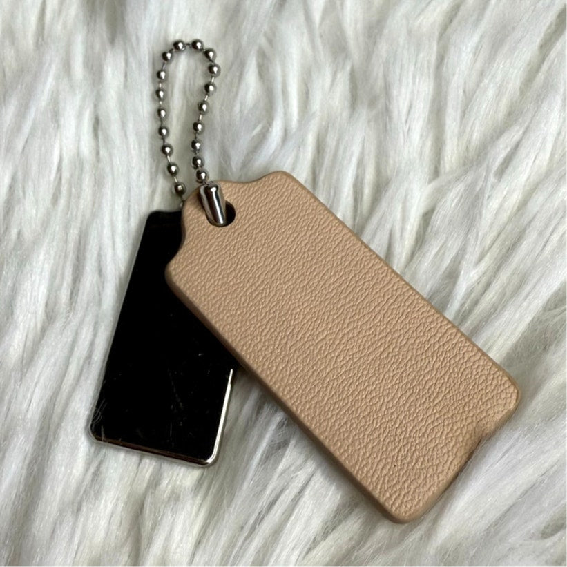 1.5" COACH Cream Silver Hang Tag Key Fob Bag Charm Set