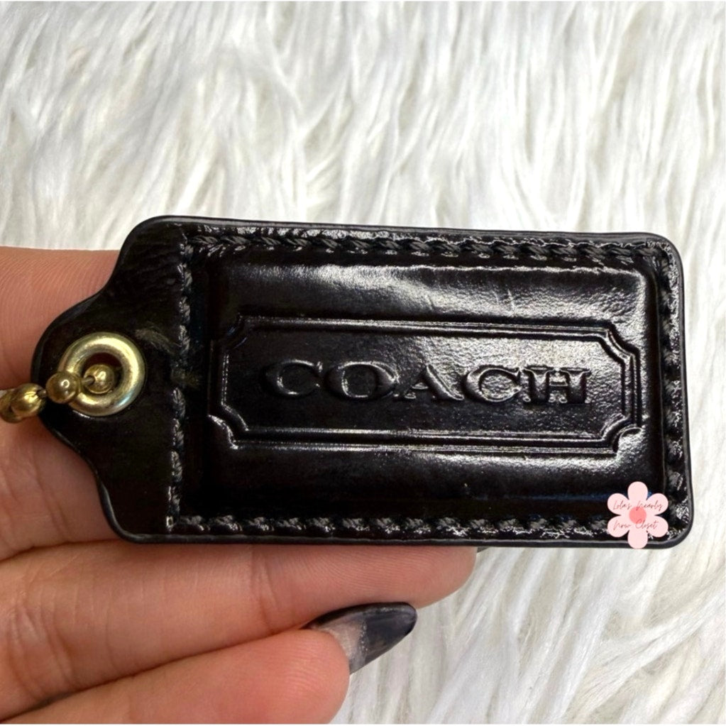 2"  COACH Patent Leather Brown Fob Bag Charm Hang tag Hangtag