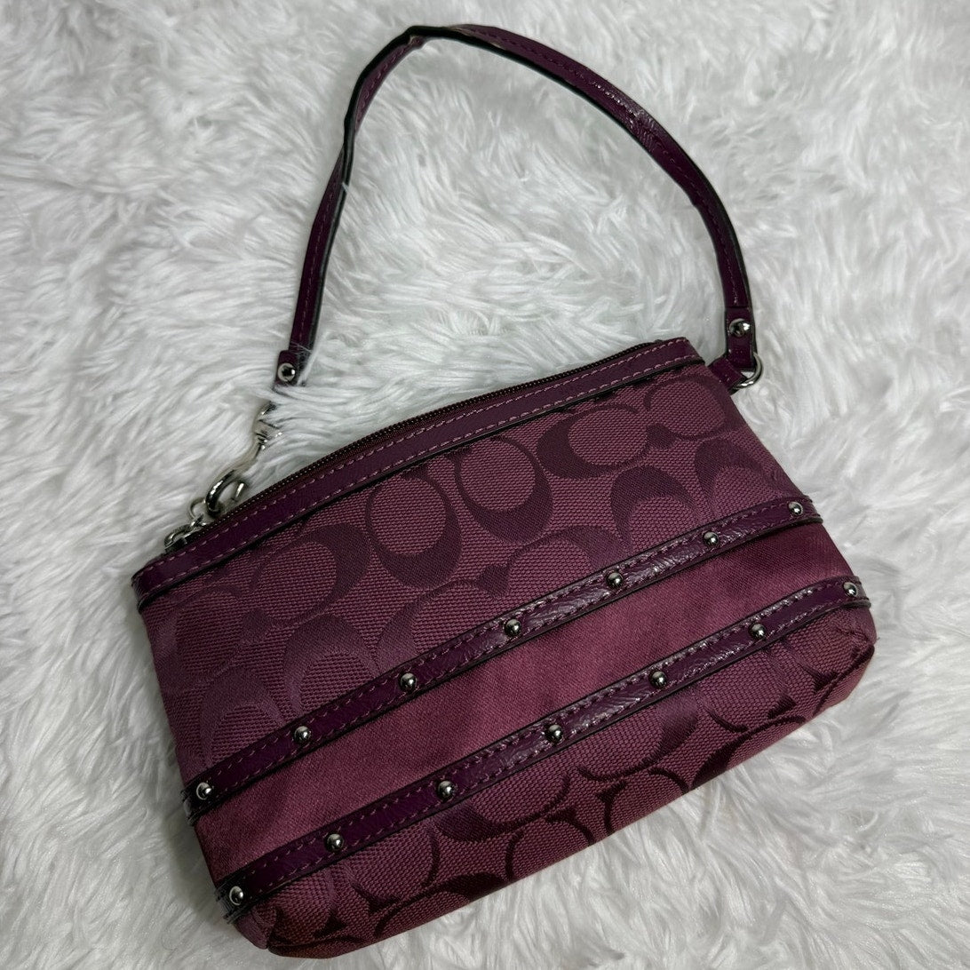 COACH Purple Signature Canvas Wristlet