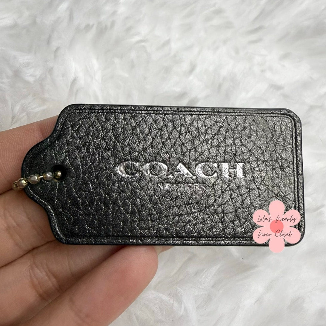 2” COACH METALLIC SILVER Fob Bag Charm Hang tag Hangtag