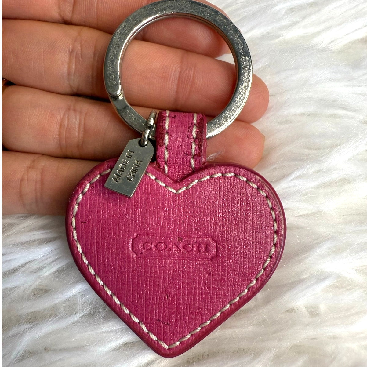1.5" y2k COACH Pink Heart Bag Charm Key Fob