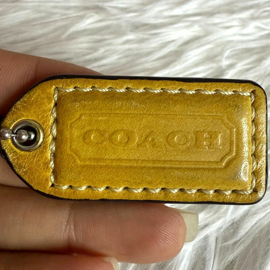 y2k 2" COACH Yellow Vintage Fob Bag Charm Hang tag Hangtag Coach