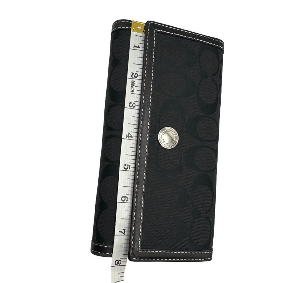 COACH Black Signature Canvas Wallet with Checkbook Holder