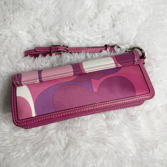 y2k Coach Pink Zoe Scarf Print Turn-Lock Wristlet