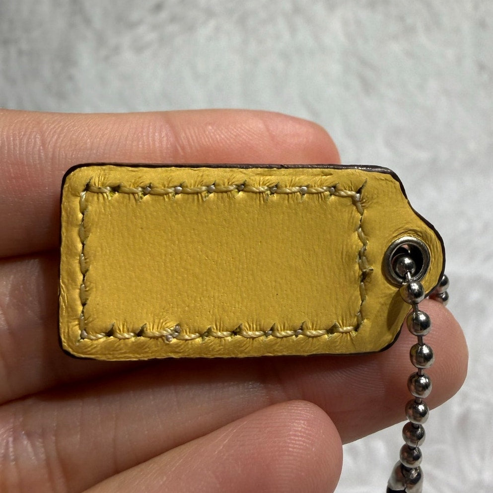 1" COACH Yellow Fob Bag Charm Hang tag Hangtag