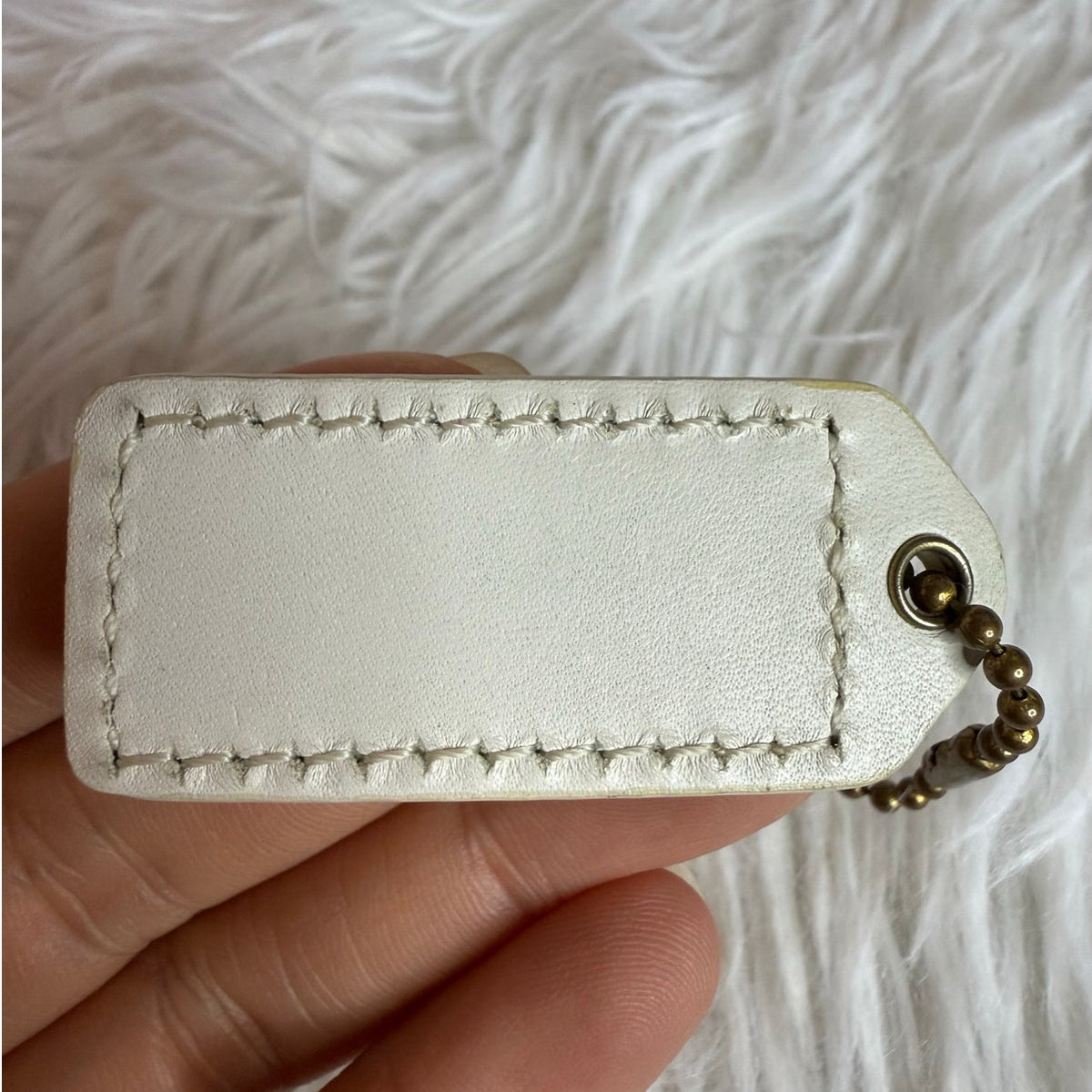 1.5" y2k COACH White Fob Bag Charm Hang tag Hangtag