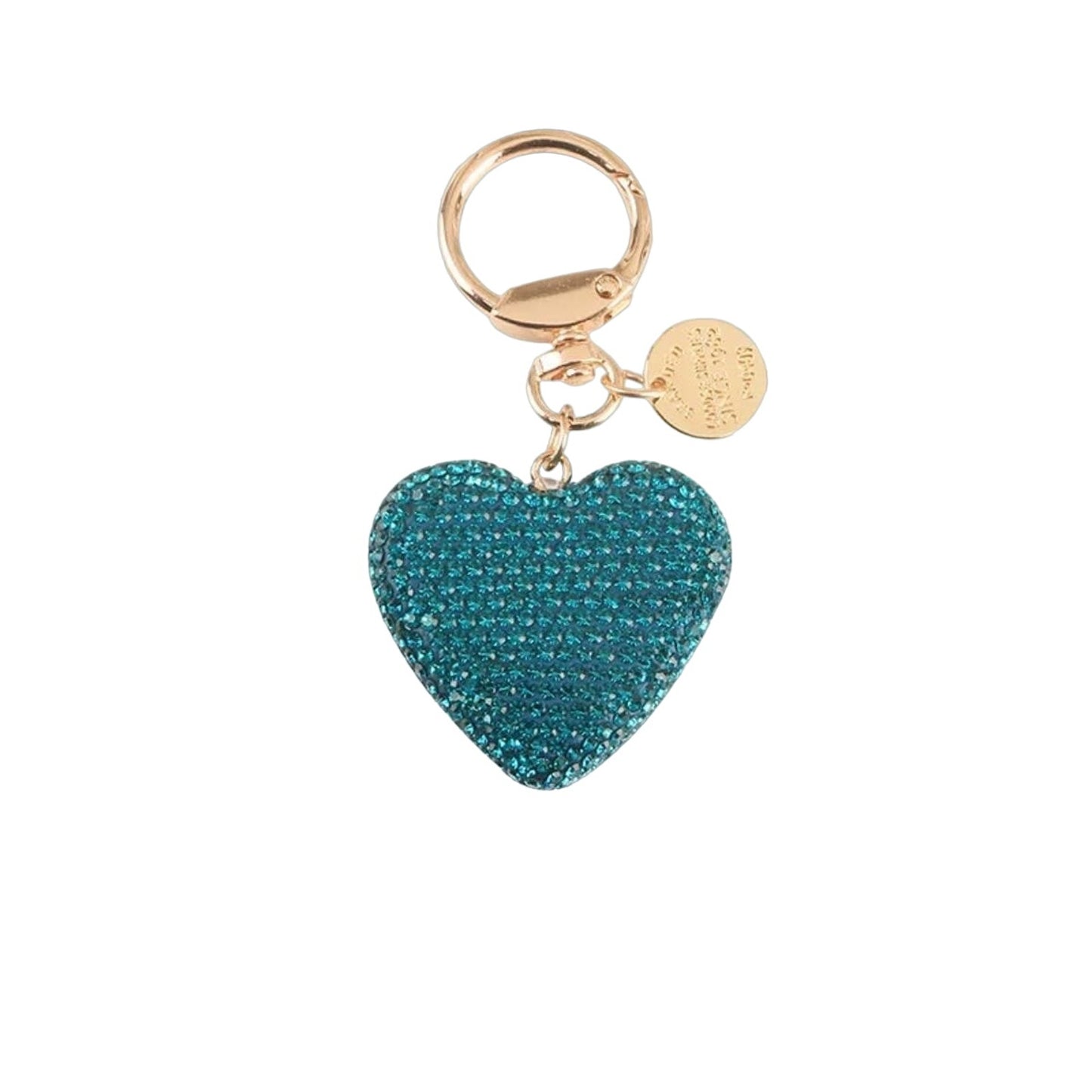 Blue (1) Rhinestone Heart Keychain Couple Peach Crystal Handbag Purse charm