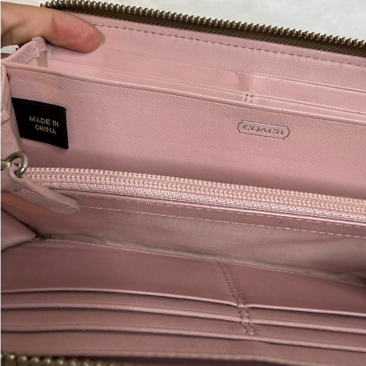 COACH Signature Canvas Zip Around Wallet