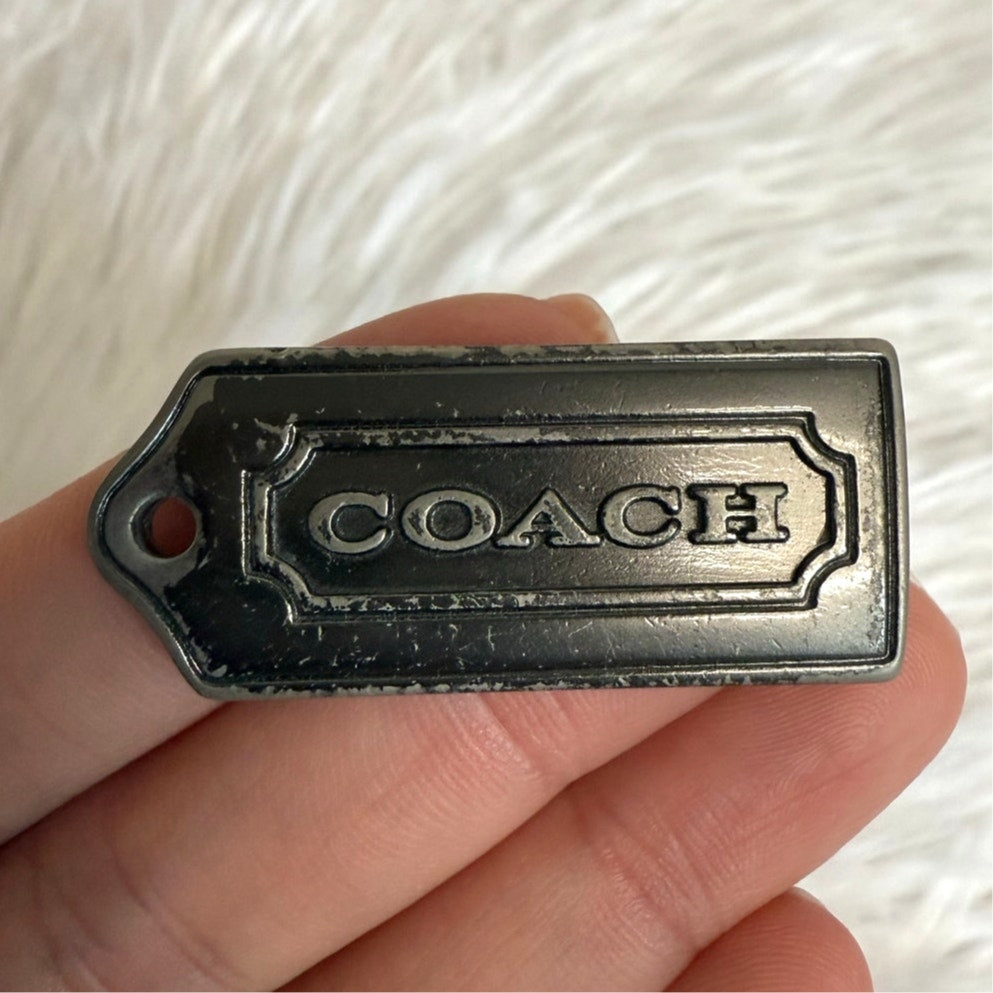 1.5" COACH Dark Gray Fob Bag Charm Hang tag Hangtag