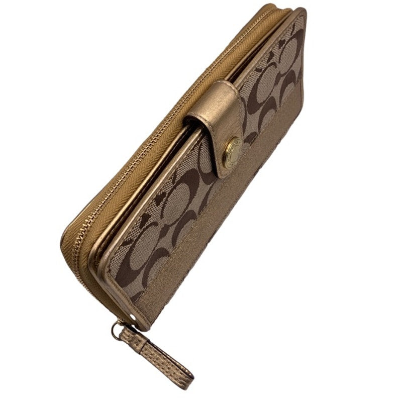 Y2K COACH Brown Gold Signature Canvas Wallet