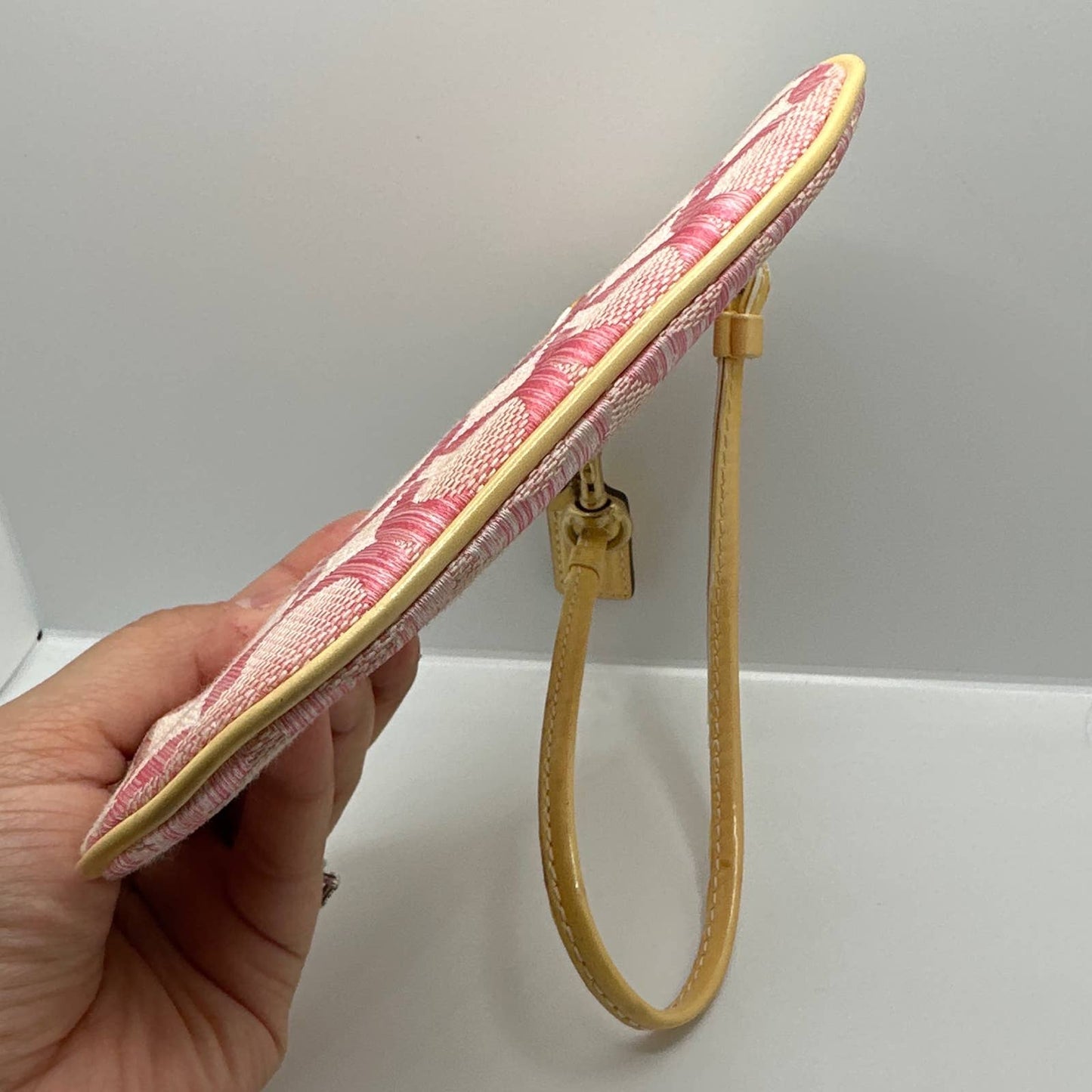 COACH Signature Pink and Yellow Wristlet