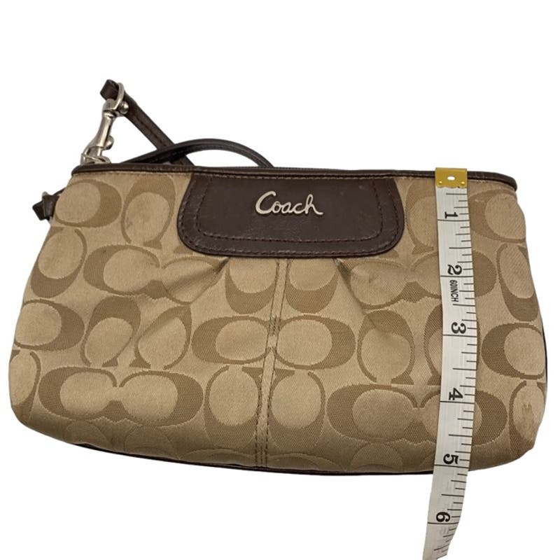 COACH Brown Signature Canvas Wristlet