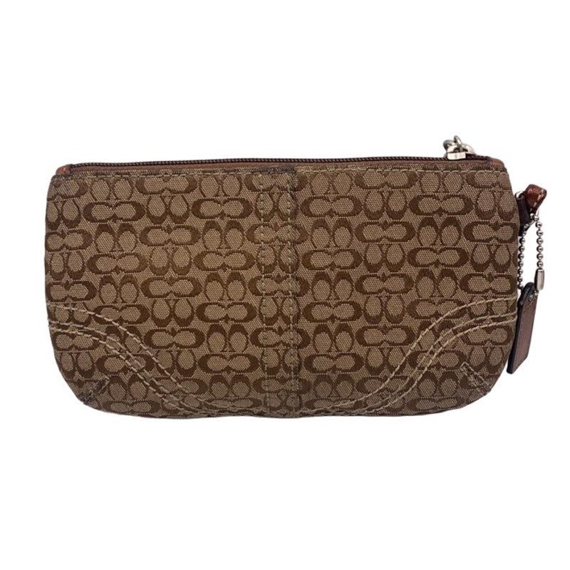 COACH Brown Signature Canvas Wristlet