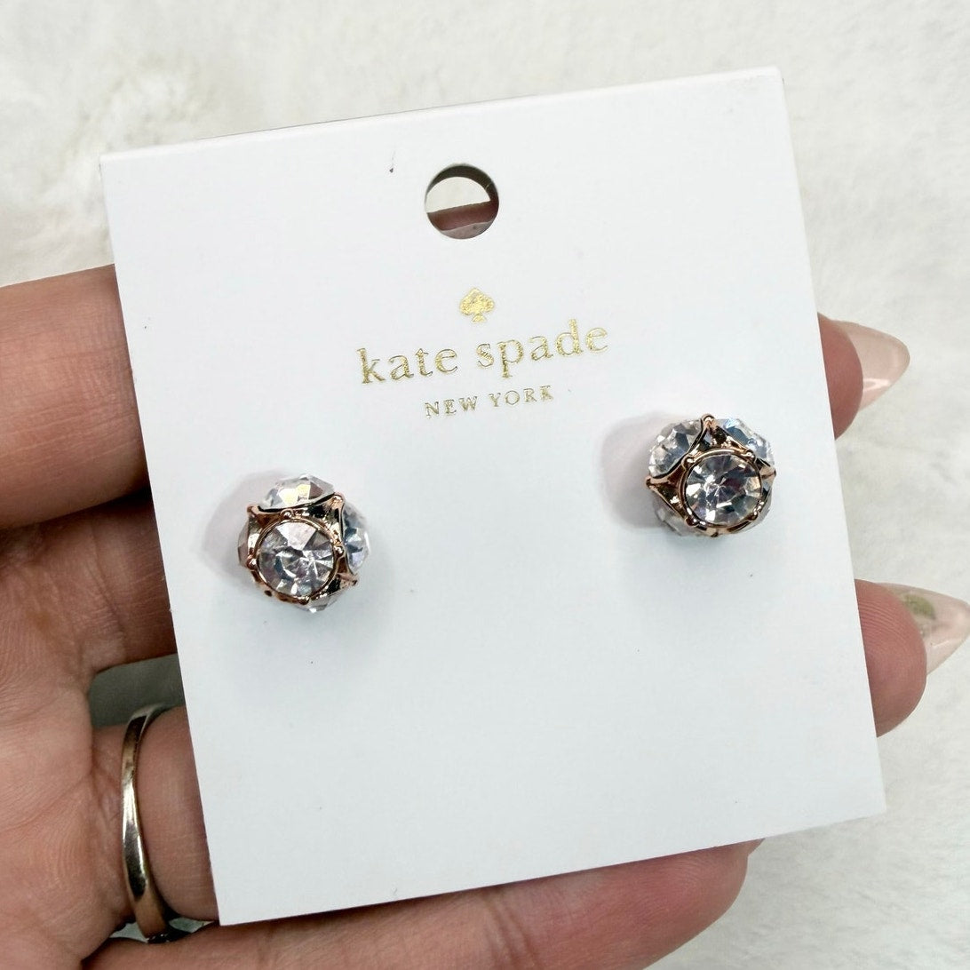 KATE SPADE New York Gold Plated Rose Patin Rise and Shine Cubic Zirconia Stud
