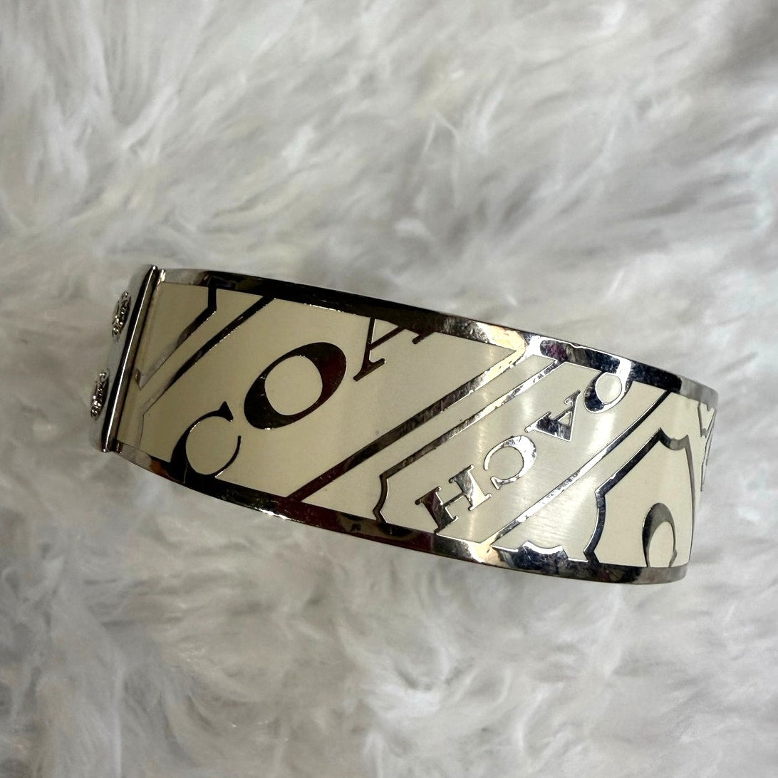 y2k Coach Cream Silver Bangle Bracelet