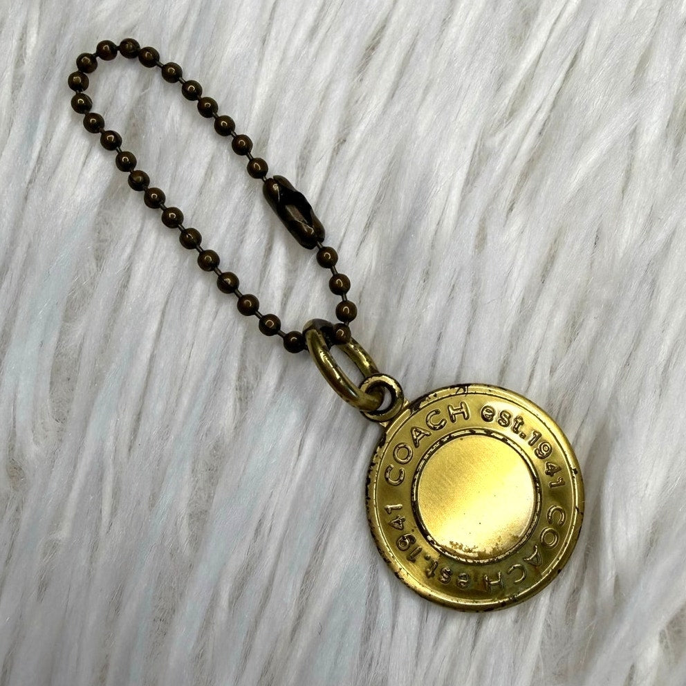 1" Coach Metal Circle Hangtag Hang Tag Bag Charm