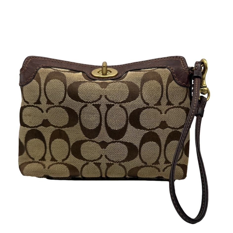 COACH Brown Signature Canvas Mini Purse / Wristlet