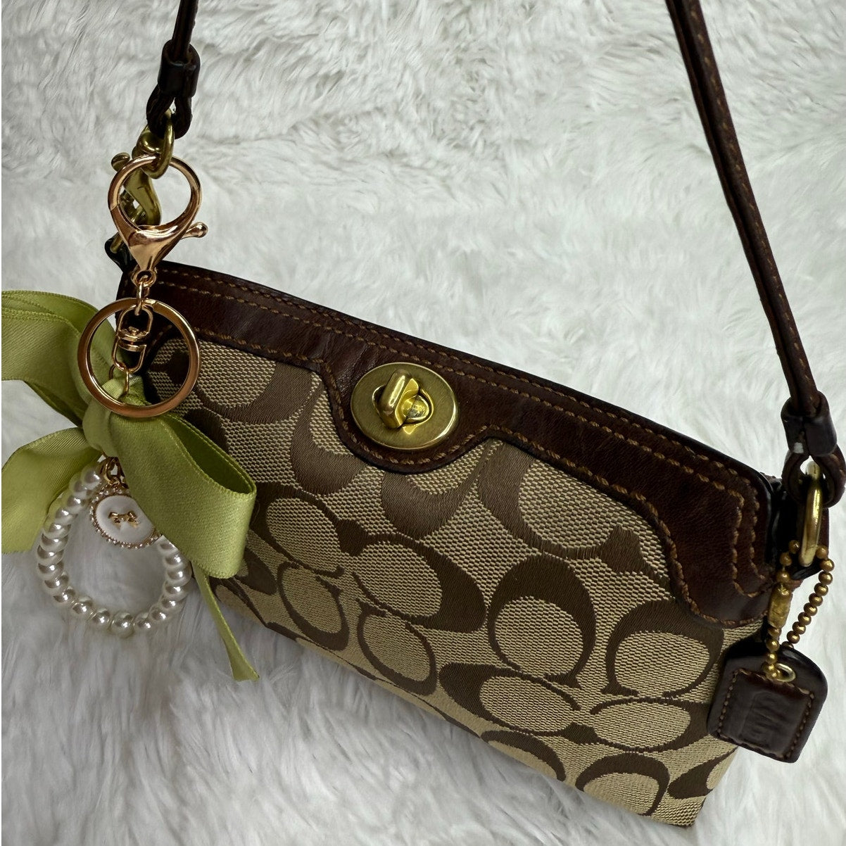 COACH y2k Brown Signature Canvas Mini Purse / Wristlet