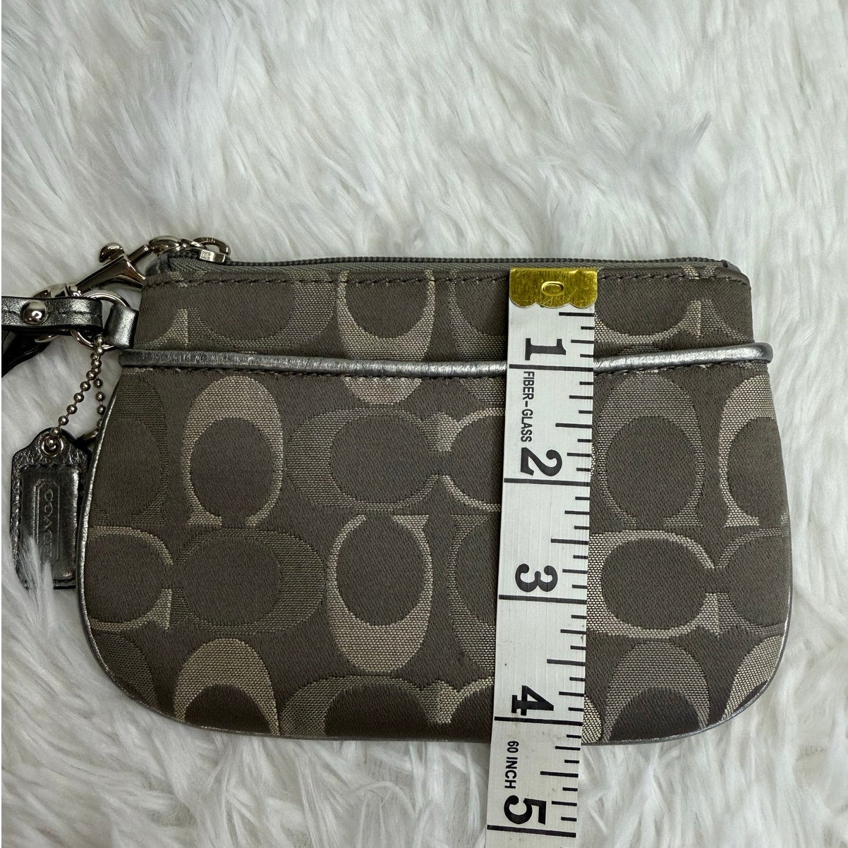 COACH Gray Signature Canvas Wristlet