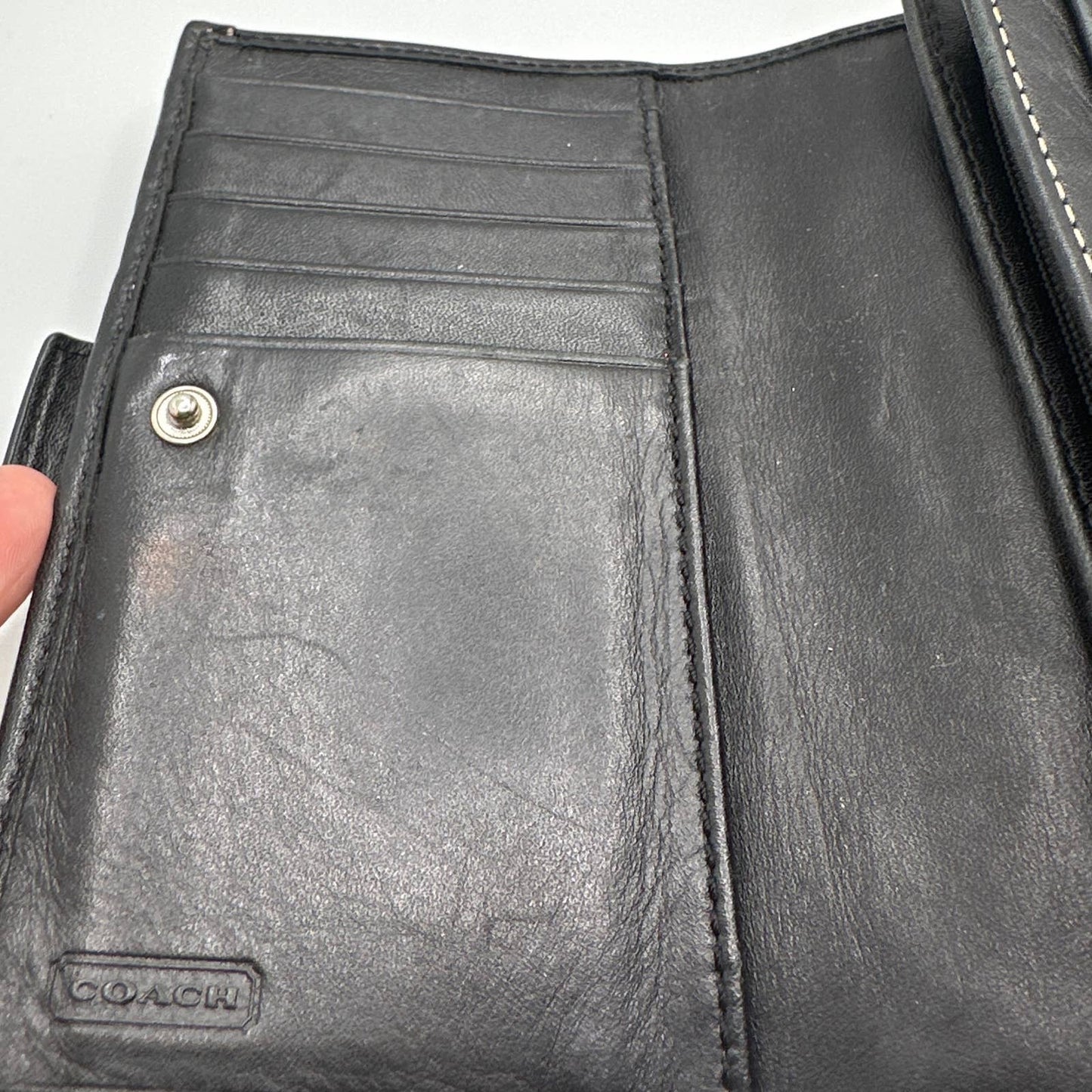 COACH Black and Gray Signature Bi-fold Wallet