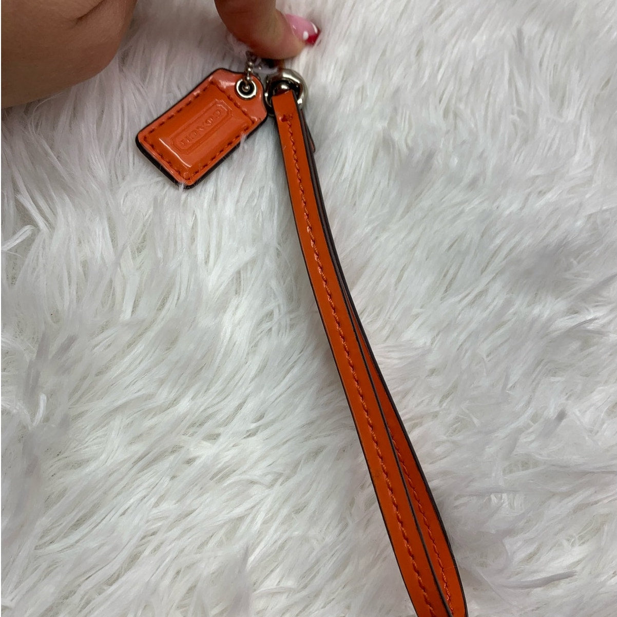 COACH Orange Patent Leather Replacement Hangtag Hang tag and Wristlet Strap