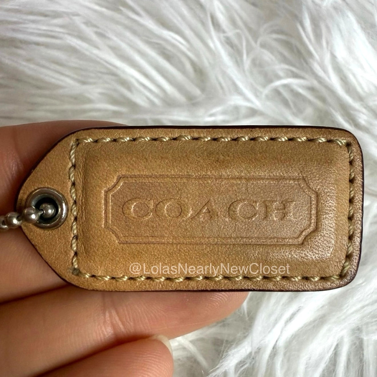 1.5" y2k COACH Tan  Fob Bag Charm Hang tag Hangtag