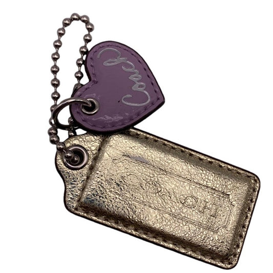 Poppy COACH Heart Purple Fob Bag Charm Hang tag Hangtag