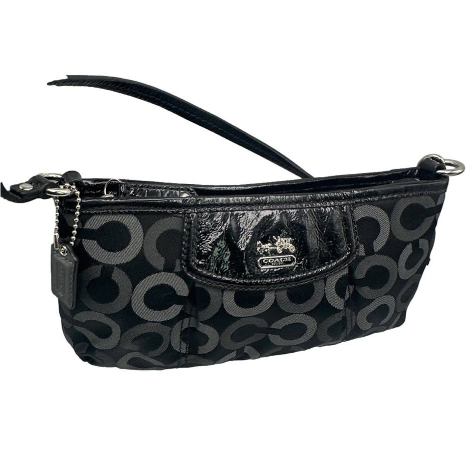 COACH Black Signature Canvas Mini Purse / Wristlet