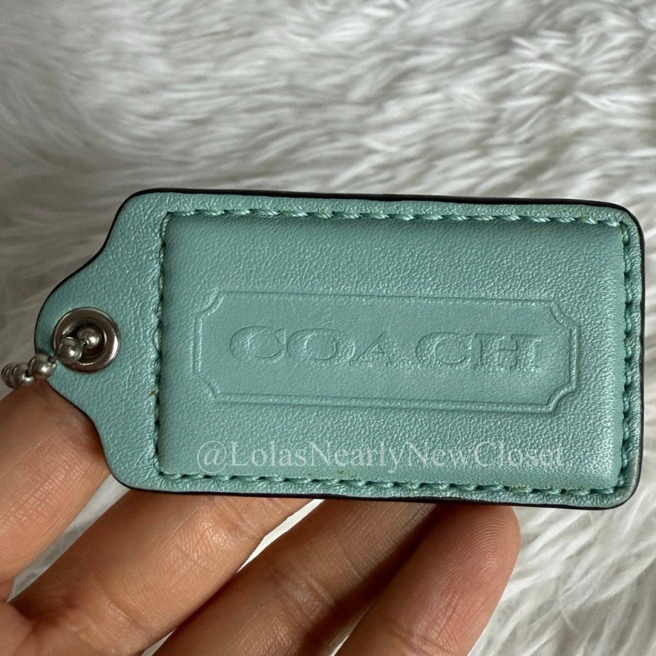 2.5" COACH Mint Blue Fob Bag Charm Hang tag Hangtag