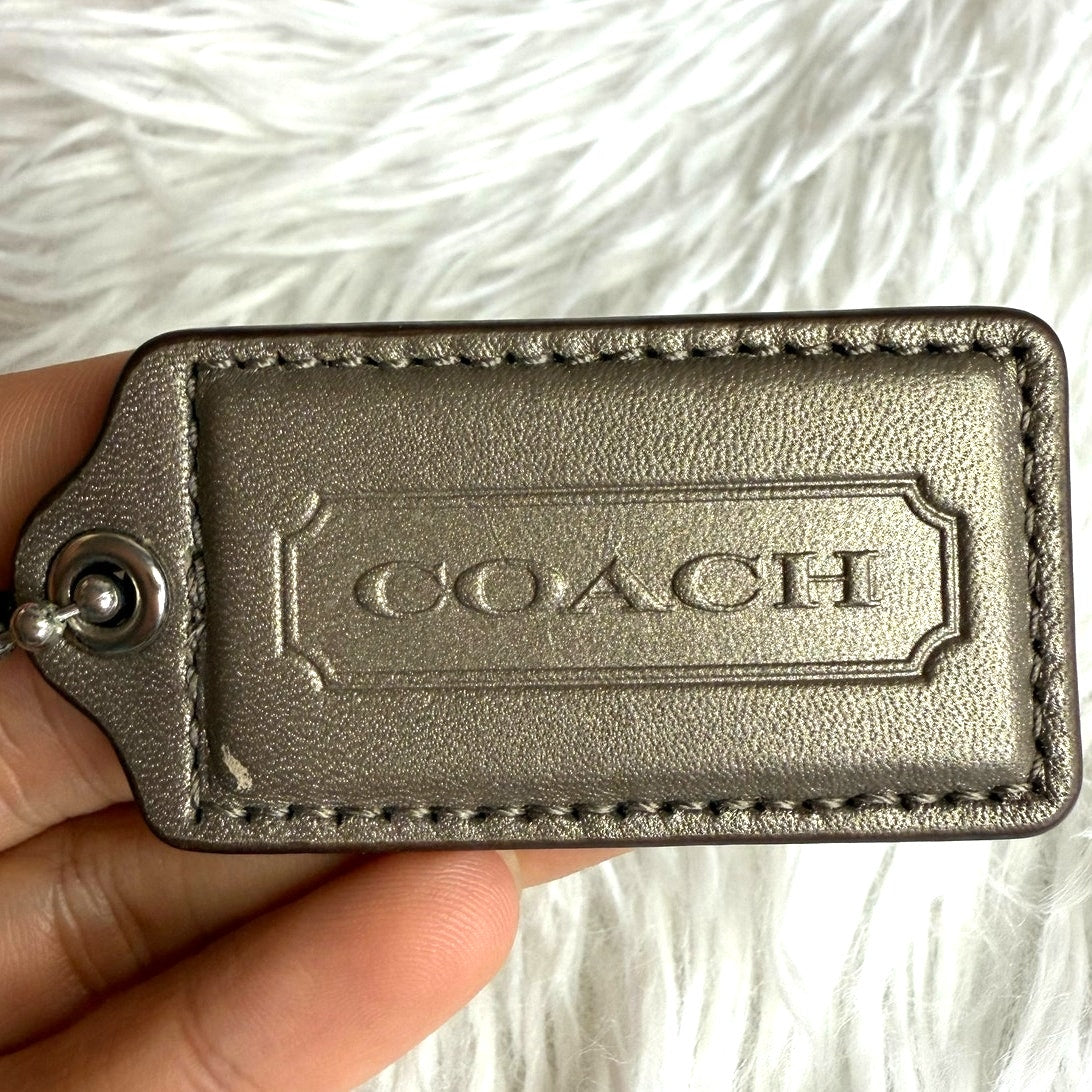 2" COACH Silver Fob Bag Charm Hang tag Hangtag