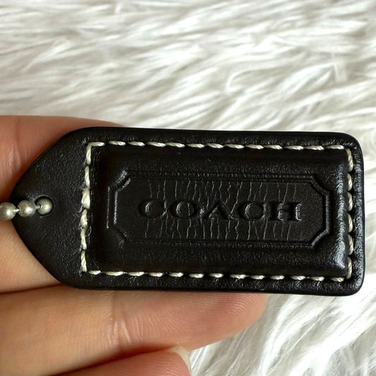 y2k 2" COACH Dark Brown Vintage Fob Bag Charm Hang tag Hangtag
