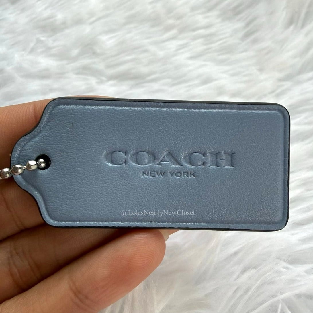 2" COACH Blue Fob Bag Charm Hang tag Hangtag