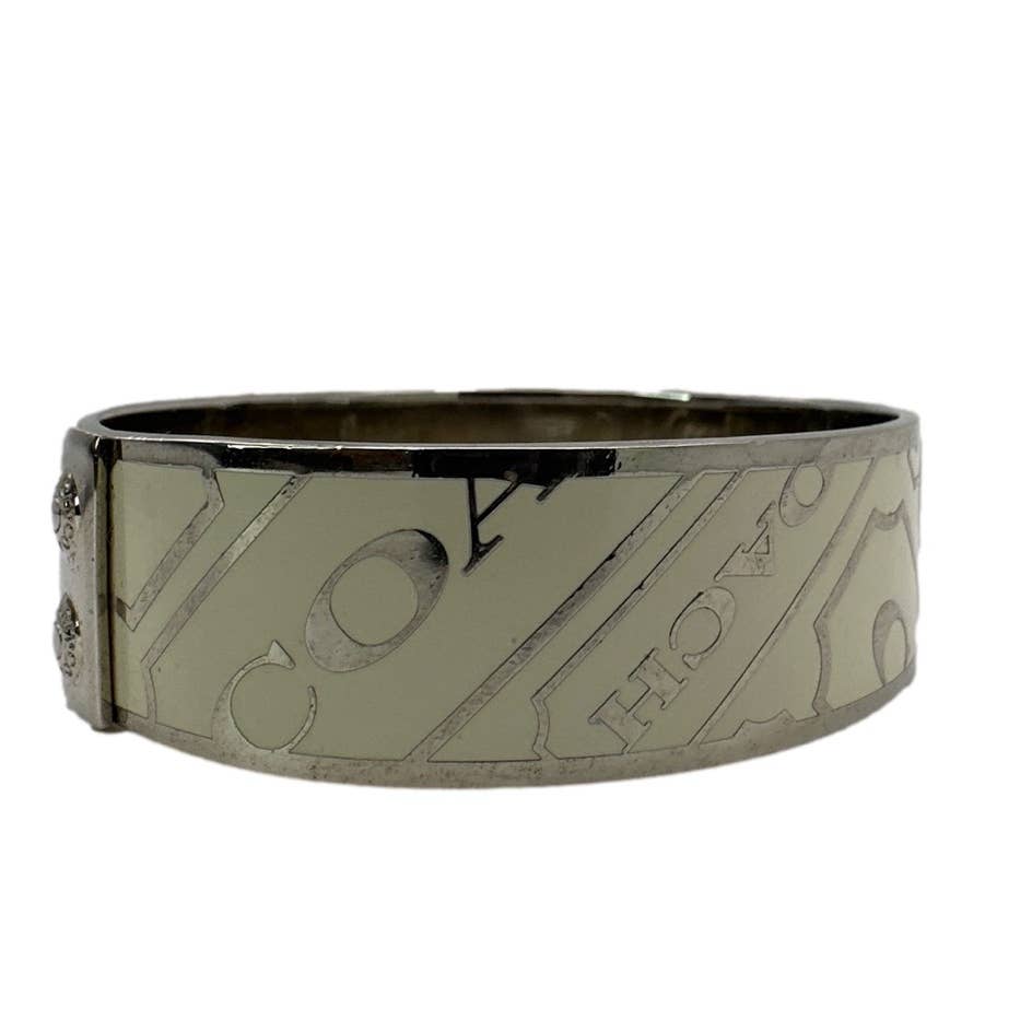 Coach Off White and Silver Bangle Bracelet