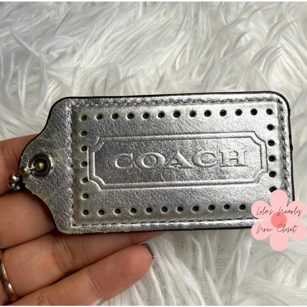 3" COACH Silver Fob Bag Charm Hang tag Hangtag