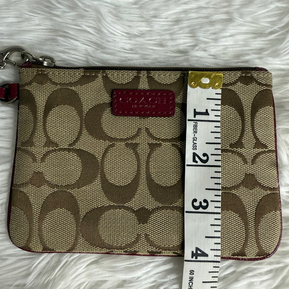 COACH Brown Red Canvas Wristlet