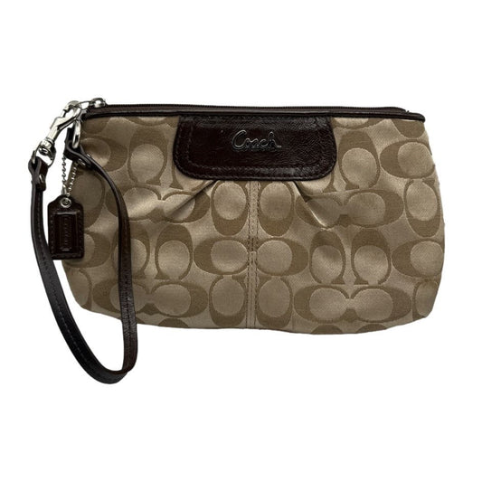 COACH Brown Signature Canvas Wristlet