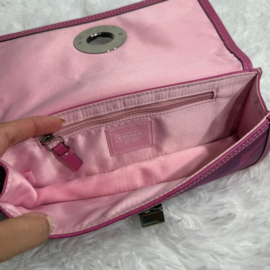 y2k Coach Pink Zoe Scarf Print Turn-Lock Wristlet