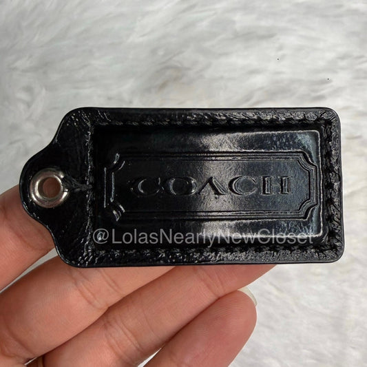 2" COACH Black Fob Bag Charm Hang tag Hangtag