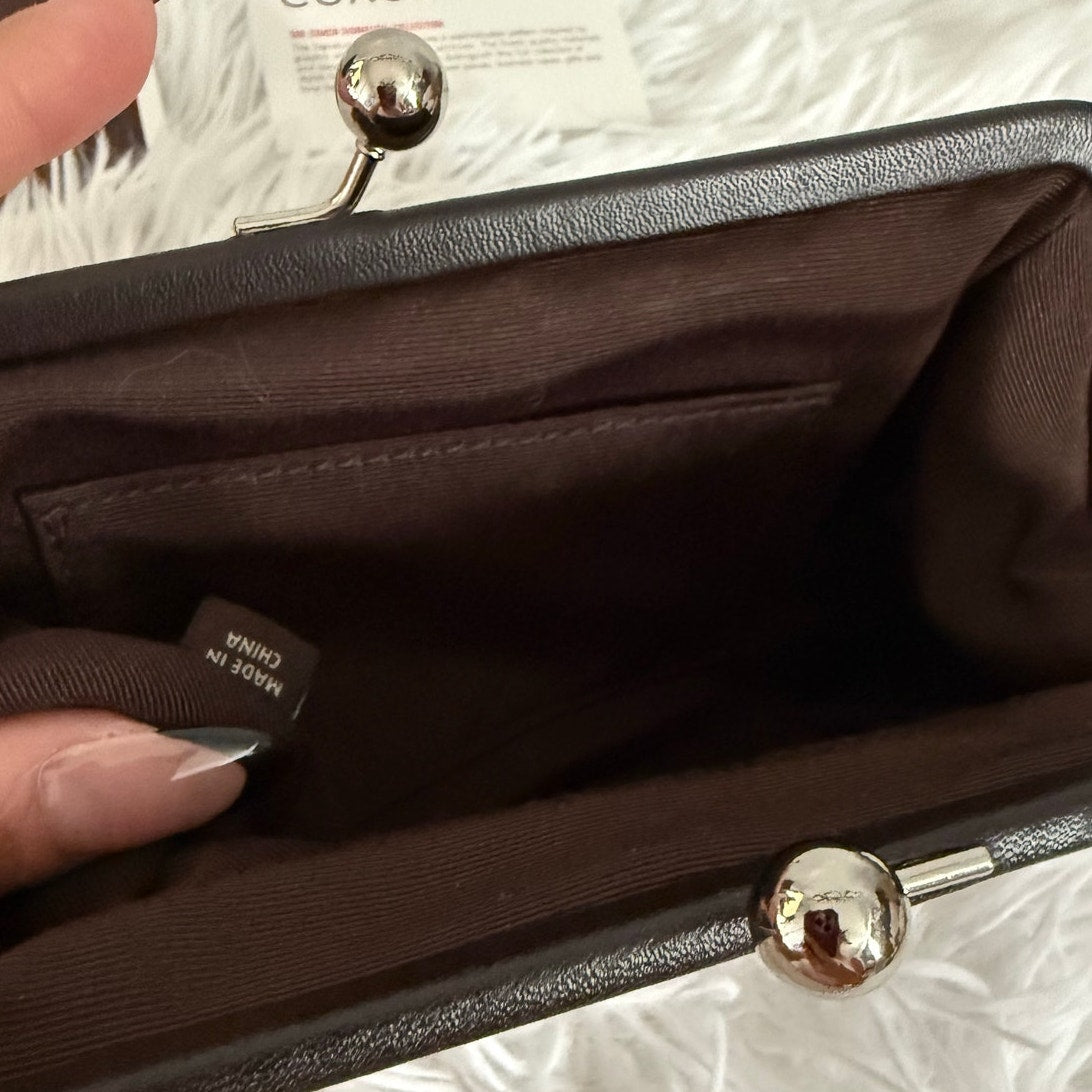 y2k COACH Vintage Brown Suede Kisslock Pouch