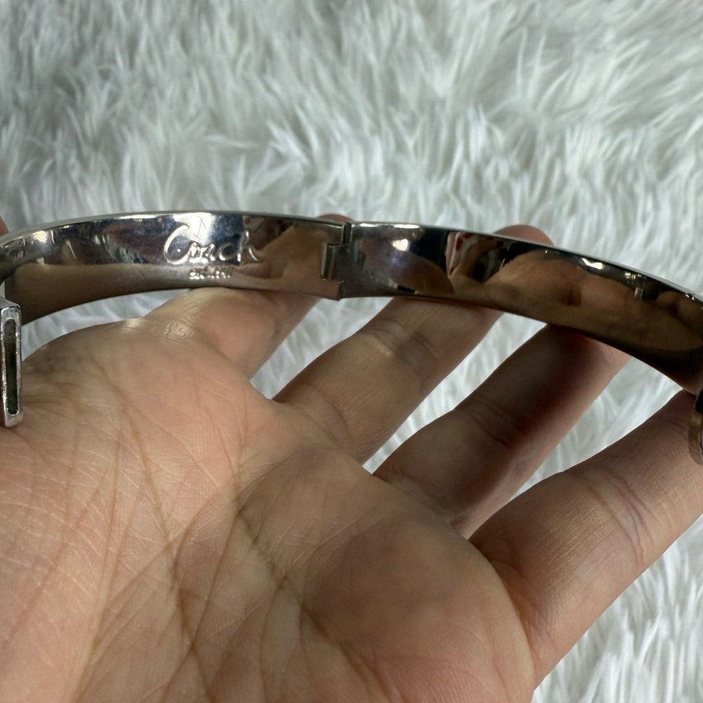 COACH C Logo Signature Silver Bangle Bracelet