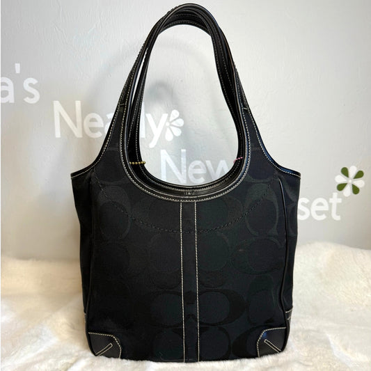 y2k COACH Black Signature 2007 Legacy Ergo Hobo Shoulder Bag