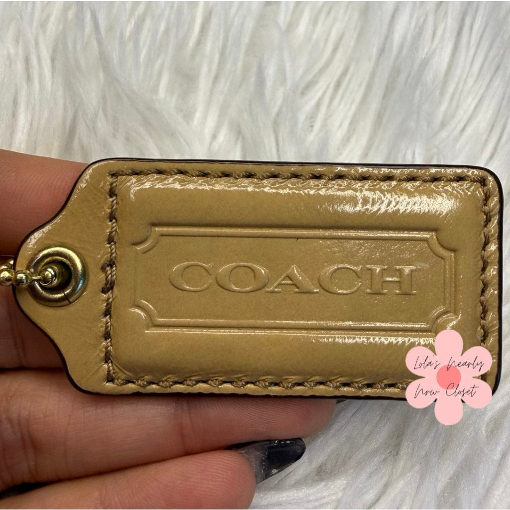 2" COACH Tan Fob Bag Charm Hang tag Hangtag