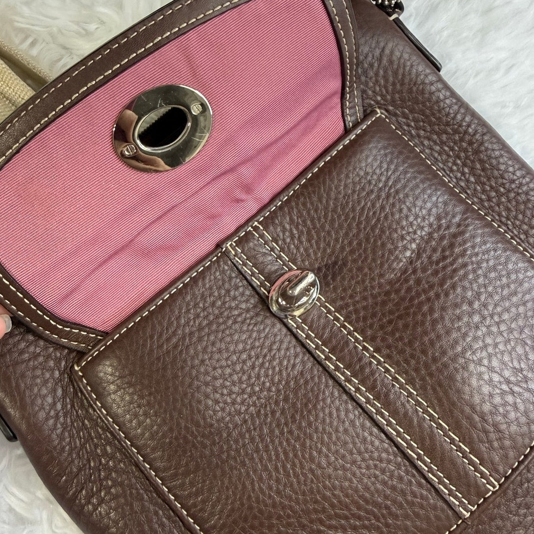 COACH Brown Hamilton Pebbled Leather Crossbody