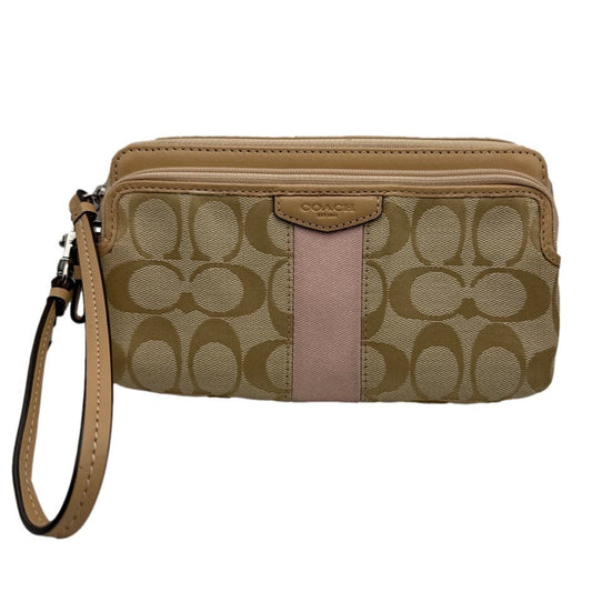 COACH Tan Signature Canvas Wristlet / Wallet